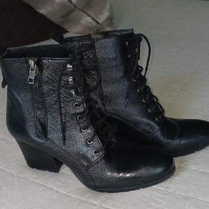 Matisse Black Lace Up Boots with Chunky Heel